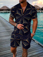 Men's Cotton Tracksuit Set - Solid Color Short Sleeve Zipper Polo + Shorts, Casual Streetwear 2-Piece Suit for Summer 2022