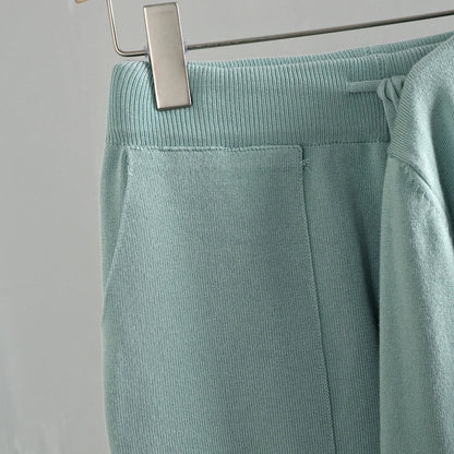 GIGOGOU Women's 3-Piece Knit Cardigan Tracksuit Set – Spring & Autumn Fashion with Pocket Pants