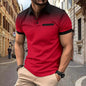 Summer Men's Short-Sleeve Polo Shirt with Contrasting Polka Dots - Slim Fit, Ideal for Golf, Sports, and Business, Sizes S-3XL