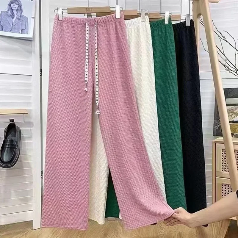 2024 New Spring Knit Set for Women - Preppy Sailor Collar Cardigan with Elastic Wide-Leg Pants, Long-Sleeve Korean Tracksuit