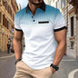 Summer Men's Short-Sleeve Polo Shirt with Contrasting Polka Dots - Slim Fit, Ideal for Golf, Sports, and Business, Sizes S-3XL