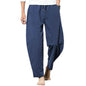 Men's Cotton-Linen Harem Pants - Loose, Casual Fit, Solid Color Trousers, Chinese Style
