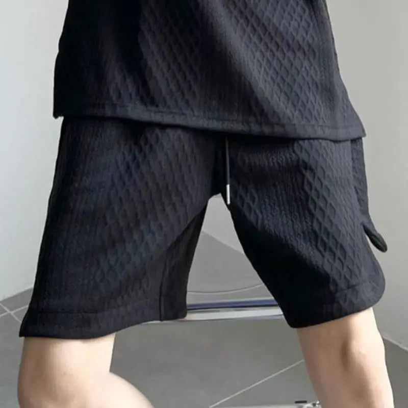 Men's Solid Summer 2-Piece Set: Loose T-Shirts and Shorts for Casual Unisex Streetwear