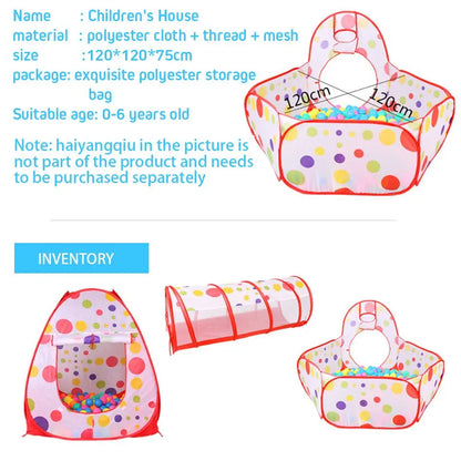 Foldable 3-in-1 Children's Play Tent: Indoor Playpen with Ball Pit, Polyester Tunnel and Games for Kids