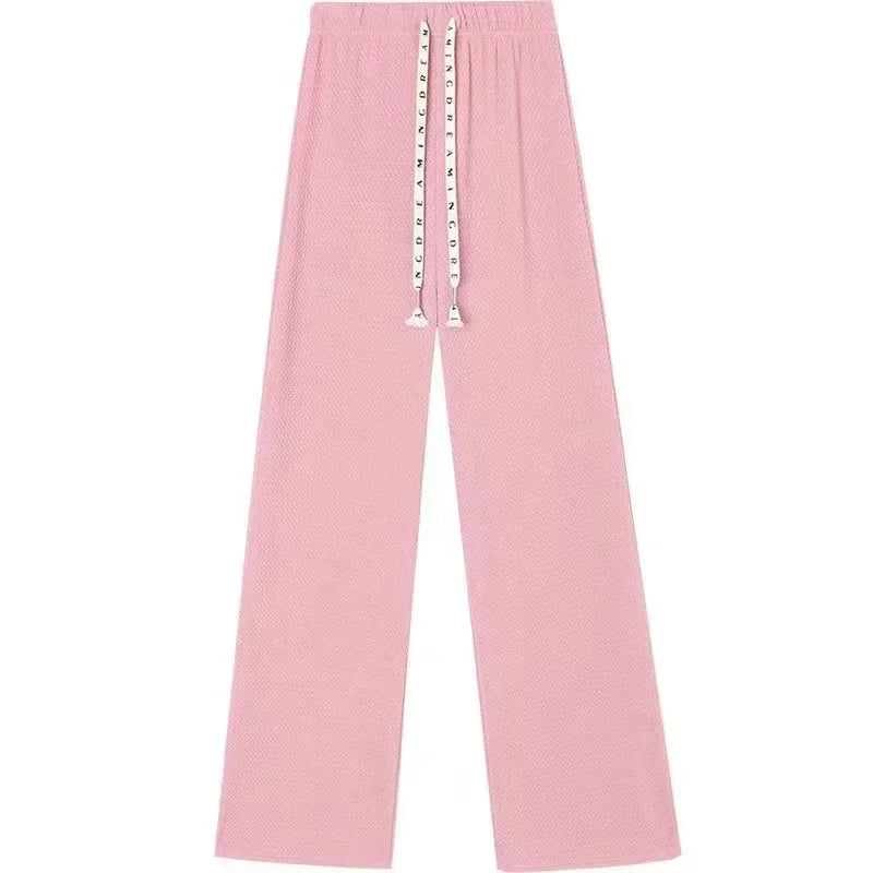 2024 New Spring Knit Set for Women - Preppy Sailor Collar Cardigan with Elastic Wide-Leg Pants, Long-Sleeve Korean Tracksuit