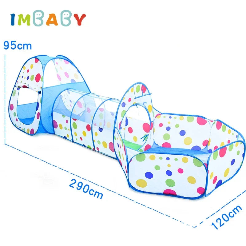 Foldable 3-in-1 Children's Play Tent: Indoor Playpen with Ball Pit, Polyester Tunnel and Games for Kids