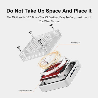 Genmachine AMD Ryzen 5 6600H ES Mini PC – Windows 11, Wi‑Fi 6, DDR5-4800MHz 4.2GHz CPU, M.2 SSD, 4K Display Support, Compact Gaming PC