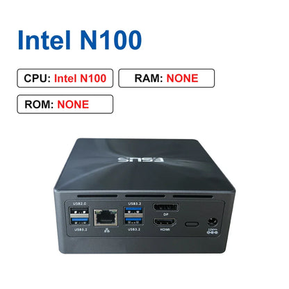 ESUS Mini PC Intel N100 Pocket PC — Windows 11/10/Linux, WiFi 6, 1000M Ethernet, Desktop Mini PC for PC Gaming & DIY 미니pc