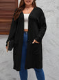 GIBSIE Plus Size Solid Rib Knit Open-Front Cardigan for Women – Casual Mid-Length Long Sleeve Coat, Spring & Autumn