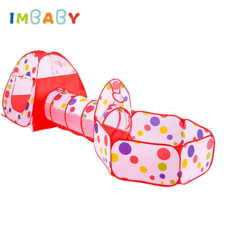 Foldable 3-in-1 Children's Play Tent: Indoor Playpen with Ball Pit, Polyester Tunnel and Games for Kids