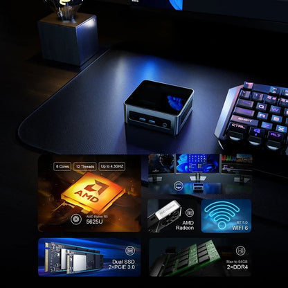Chatreey AN2 Pro Mini PC - Ryzen 5 5625U, 6-Core Gaming PC with NVMe SSD, WiFi 6, HDMI, Windows 11 Pro
