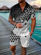 Men's Cotton Tracksuit Set - Solid Color Short Sleeve Zipper Polo + Shorts, Casual Streetwear 2-Piece Suit for Summer 2022
