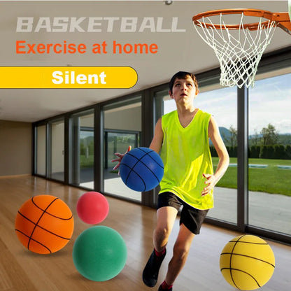 24cm Size 7 Silent Foam Basketball - Full Foam Bouncing Ball Toy for Indoor Play, Kids & Adults, Great Christmas Gift