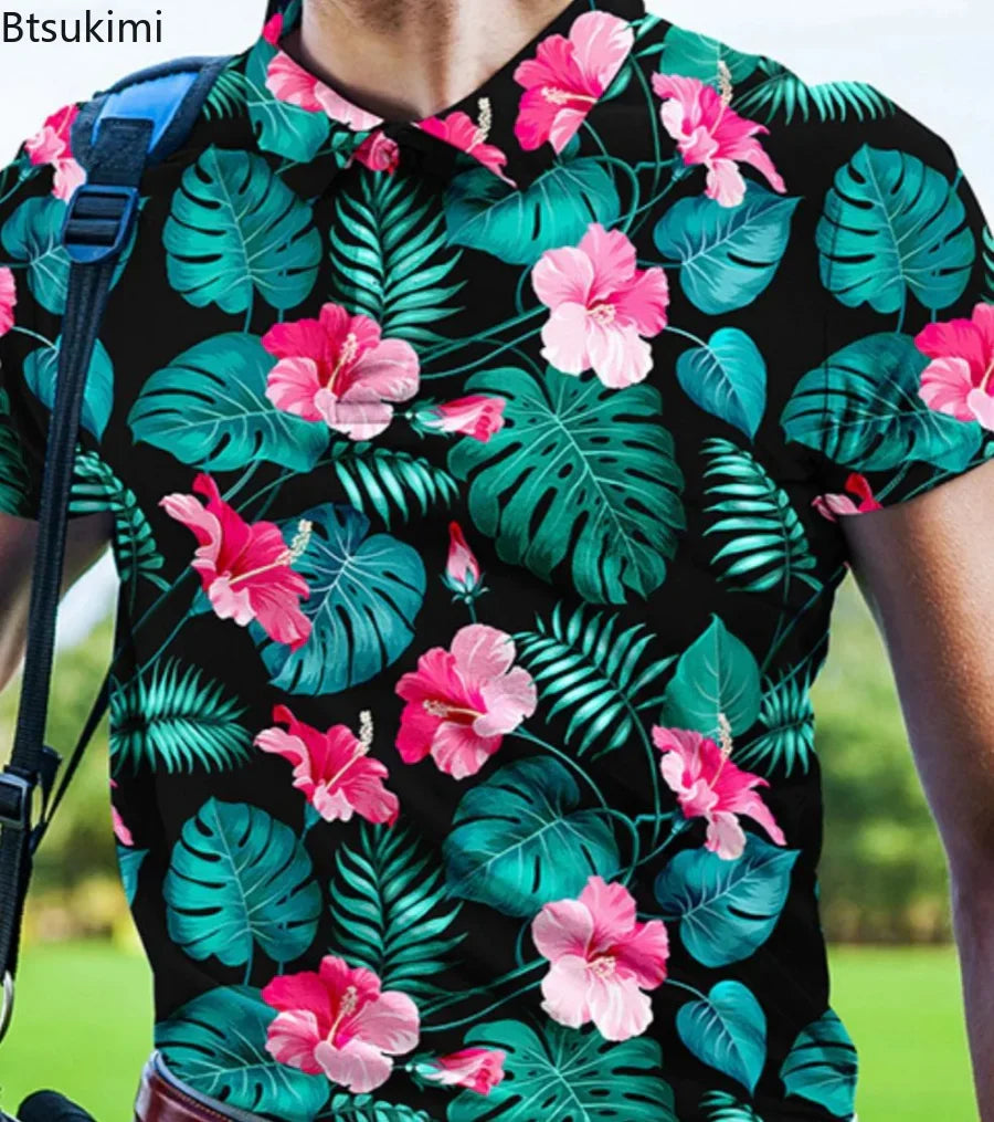 British Spring/Summer Men's Golf Polo Shirt - 3D Digital Print Cotton, Premium Short-Sleeve Lapel Polo, Sizes S-5XL