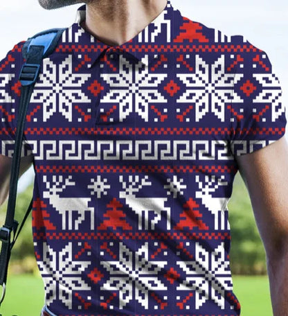 British Spring/Summer Men's Golf Polo Shirt - 3D Digital Print Cotton, Premium Short-Sleeve Lapel Polo, Sizes S-5XL