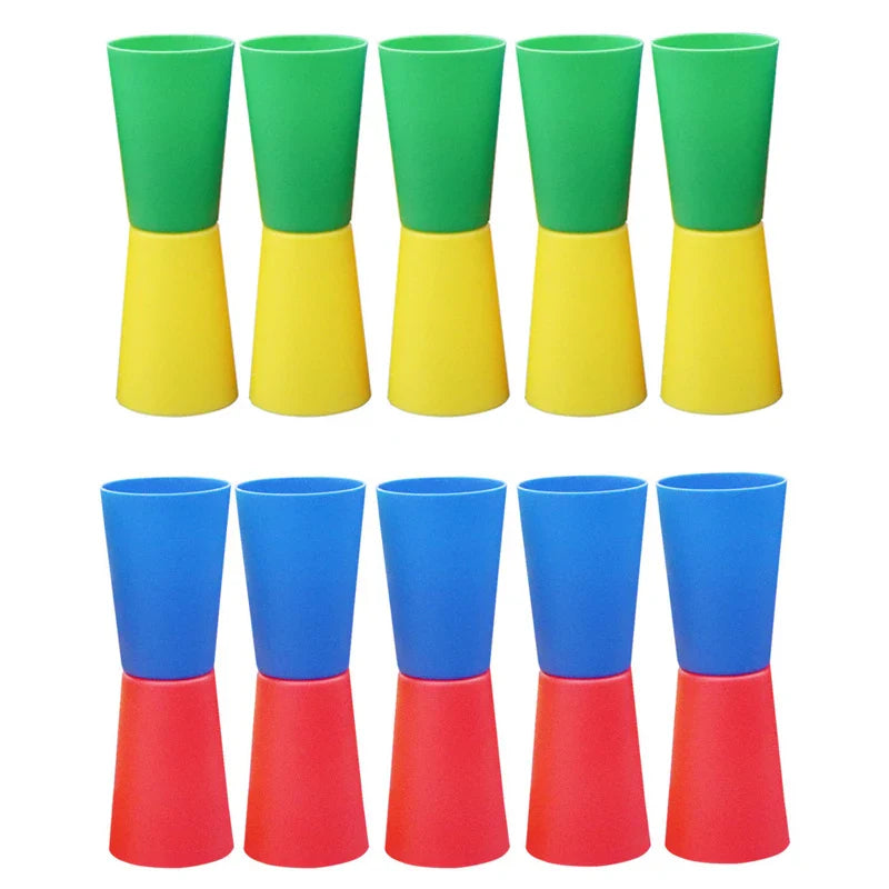 Outdoor Multi-Player Sports Kit for Kids: Flip Cup, Shuttle Run & Agility Cones for Fun Team Games and Body Coordination