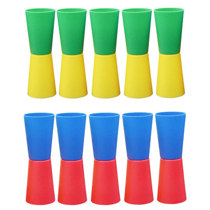 Outdoor Multi-Player Sports Kit for Kids: Flip Cup, Shuttle Run & Agility Cones for Fun Team Games and Body Coordination