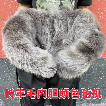 Pure Sheepskin Leather Pants with Thick Plush Lining - High-Waist Winter Trousers for Men and Women, Classic Style