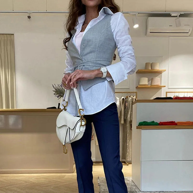 Spring/Summer Sexy Off-Shoulder Sleeveless Blouse Set – Slim Fit, Solid Color Zipper Cardigans & Elegant Cropped Tank Tops, INS Fashion