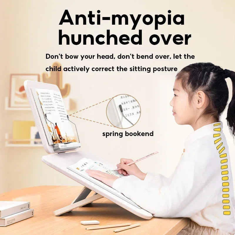 MoZhao Wooden Double-Layer Book Stand – Inclined Reading & Writing Desk Rack with Posture Correction and Picture Book Holder