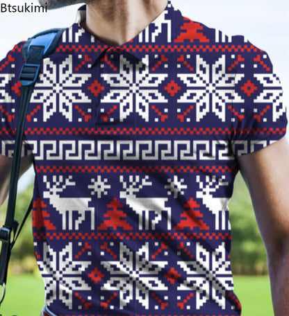 British Spring/Summer Men's Golf Polo Shirt - 3D Digital Print Cotton, Premium Short-Sleeve Lapel Polo, Sizes S-5XL