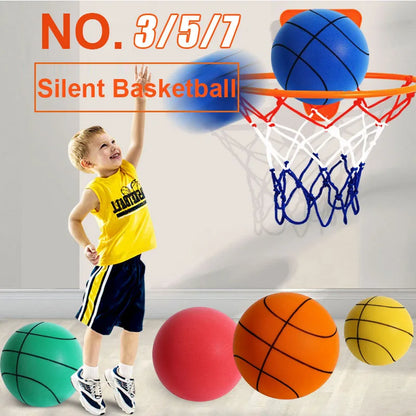 24cm Size 7 Silent Foam Basketball - Full Foam Bouncing Ball Toy for Indoor Play, Kids & Adults, Great Christmas Gift