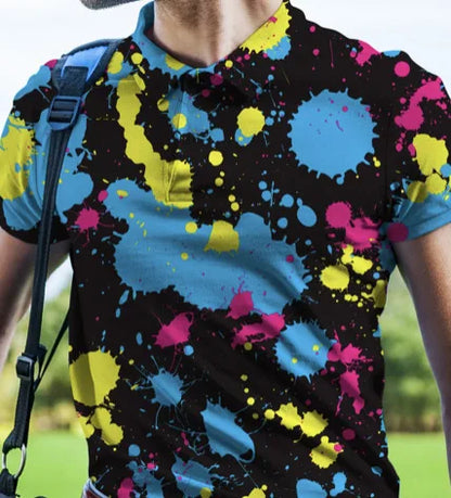 British Spring/Summer Men's Golf Polo Shirt - 3D Digital Print Cotton, Premium Short-Sleeve Lapel Polo, Sizes S-5XL