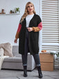 Plus Size Midi Knitted Cardigan for Women - Autumn Winter Patchwork Colour-Block Sweater, Casual Ladies Cardigan 2023