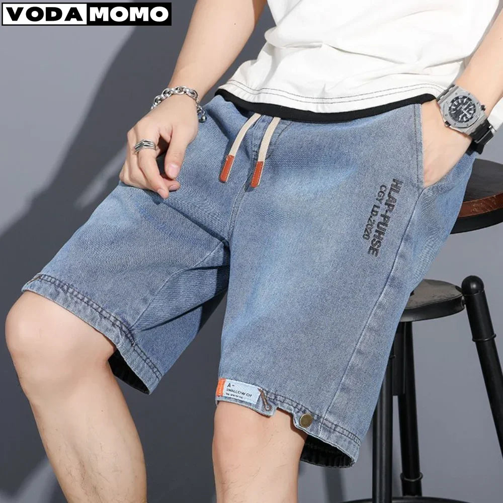 Y2K Men's Loose Baggy Denim Shorts – Cargo Capri-Style, Streetwear Hip Hop Jeans with Pockets, pantalones cortos