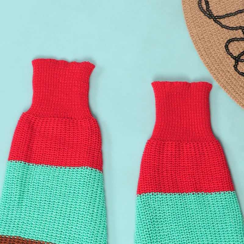 Plus Size Patchwork Knit Open-Stitch Maxi Jumper Sweater - Ribbed Long-Sleeve Cardigan for Women (Autumn & Winter Fashion)