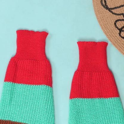 Plus Size Patchwork Knit Open-Stitch Maxi Jumper Sweater - Ribbed Long-Sleeve Cardigan for Women (Autumn & Winter Fashion)