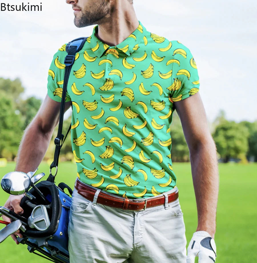 British Spring/Summer Men's Golf Polo Shirt - 3D Digital Print Cotton, Premium Short-Sleeve Lapel Polo, Sizes S-5XL