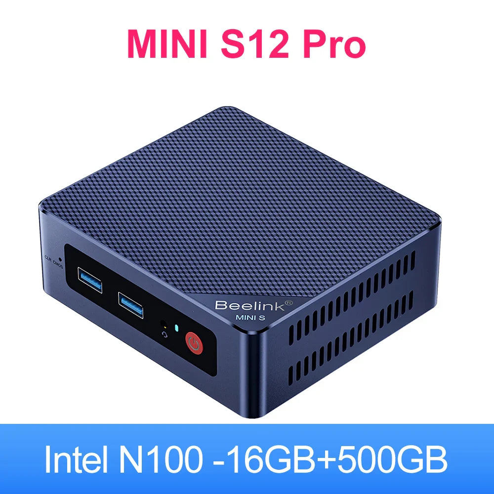 Beelink Mini S12 Pro Mini PC — Windows 11, Intel N100, 16GB RAM, 500GB SSD, 1Gbps LAN, Compact Gaming PC (S12 Pro vs J4125 GK Mini T8 Pro)