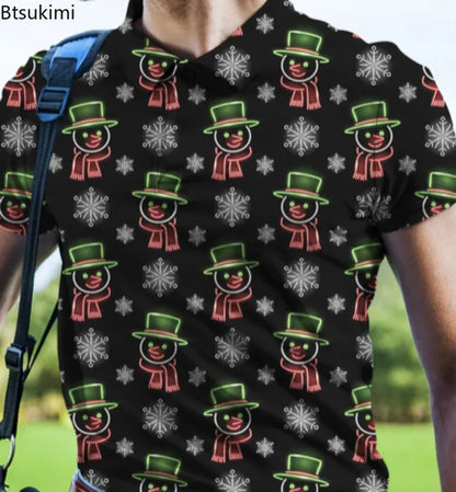 British Spring/Summer Men's Golf Polo Shirt - 3D Digital Print Cotton, Premium Short-Sleeve Lapel Polo, Sizes S-5XL