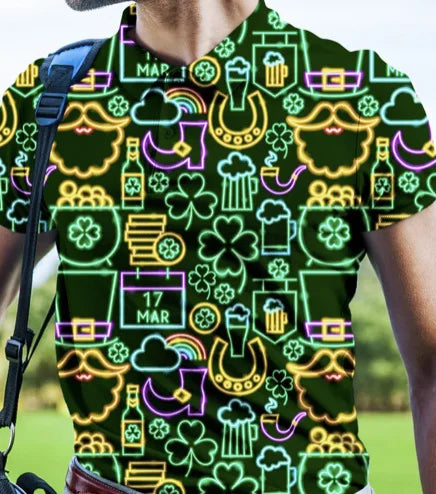 British Spring/Summer Men's Golf Polo Shirt - 3D Digital Print Cotton, Premium Short-Sleeve Lapel Polo, Sizes S-5XL