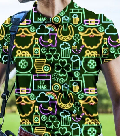 British Spring/Summer Men's Golf Polo Shirt - 3D Digital Print Cotton, Premium Short-Sleeve Lapel Polo, Sizes S-5XL