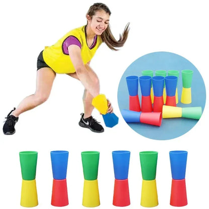 Outdoor Multi-Player Sports Kit for Kids: Flip Cup, Shuttle Run & Agility Cones for Fun Team Games and Body Coordination