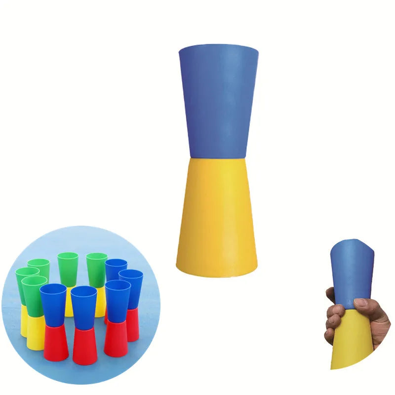 Outdoor Multi-Player Sports Kit for Kids: Flip Cup, Shuttle Run & Agility Cones for Fun Team Games and Body Coordination