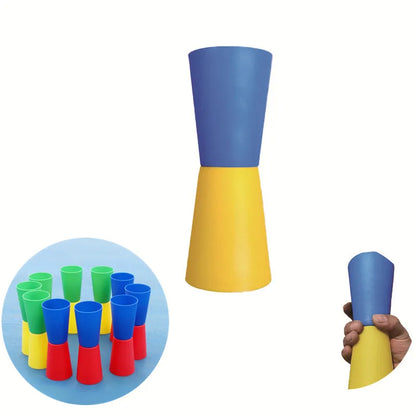 Outdoor Multi-Player Sports Kit for Kids: Flip Cup, Shuttle Run & Agility Cones for Fun Team Games and Body Coordination