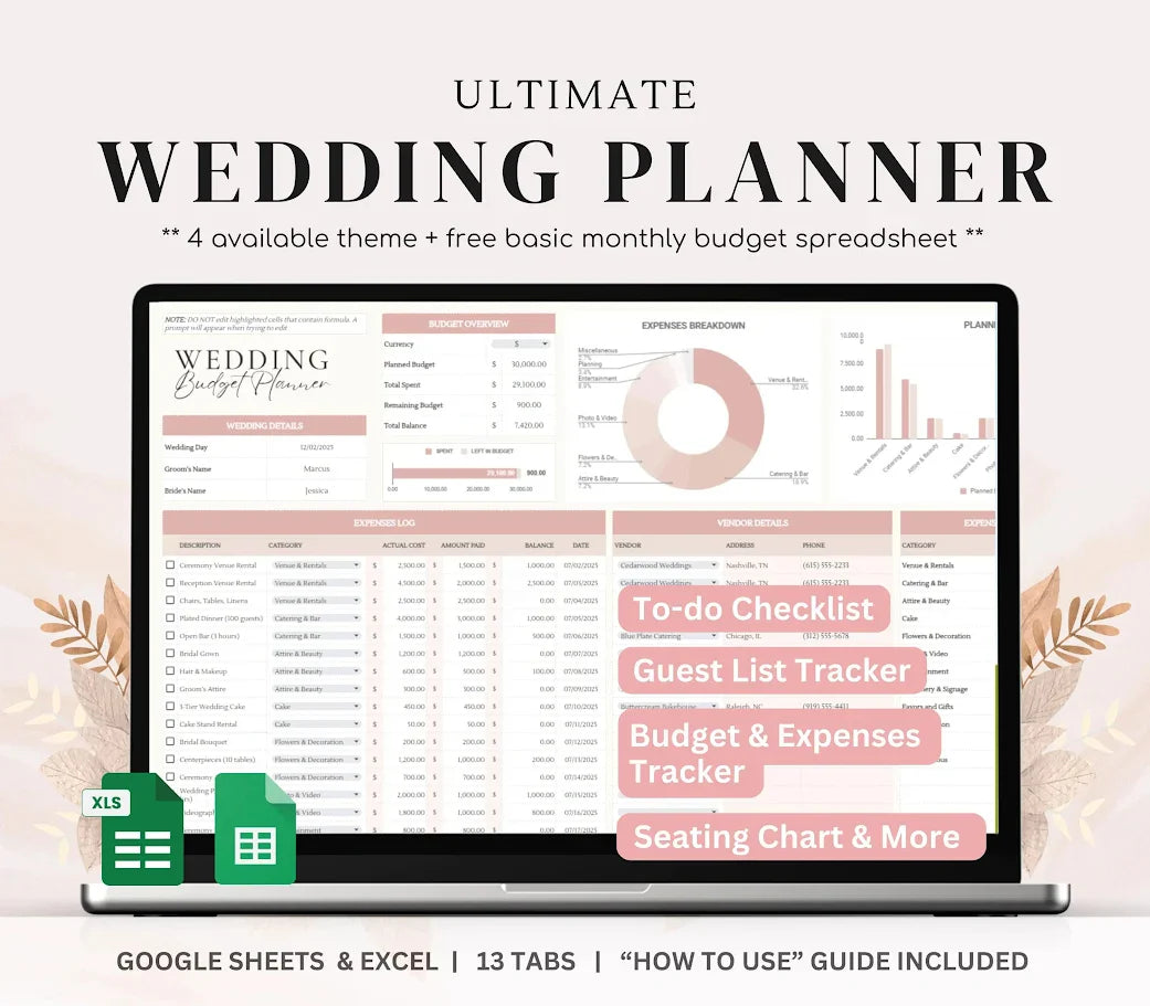 All-in-One Wedding Planner Spreadsheet for Effortless, Stress-Free Planning