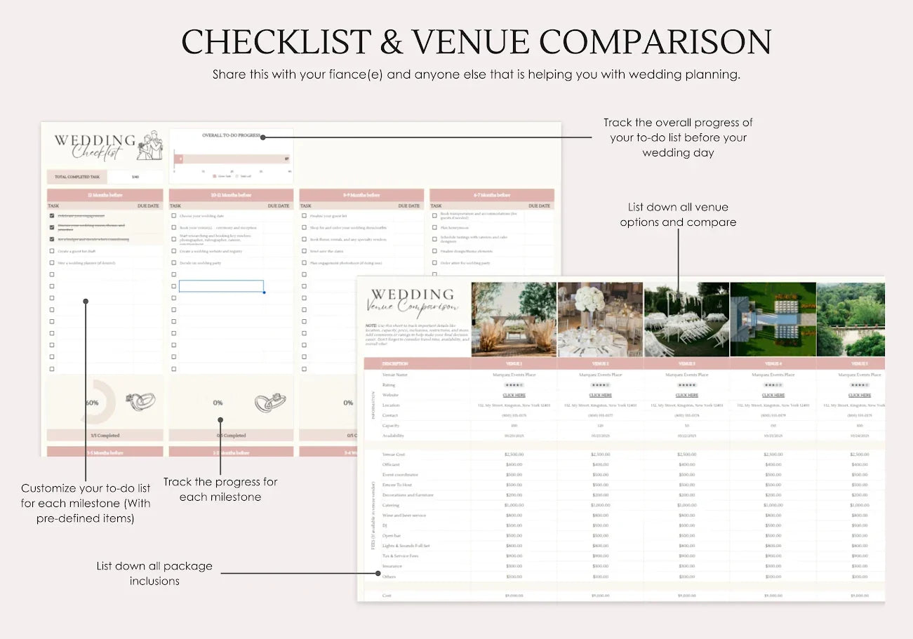 All-in-One Wedding Planner Spreadsheet for Effortless, Stress-Free Planning