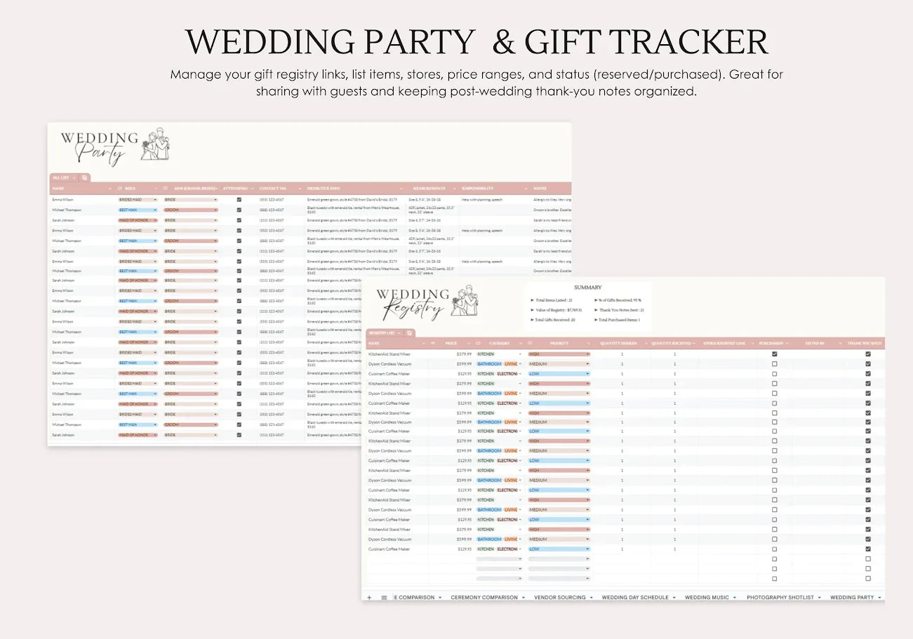 All-in-One Wedding Planner Spreadsheet for Effortless, Stress-Free Planning